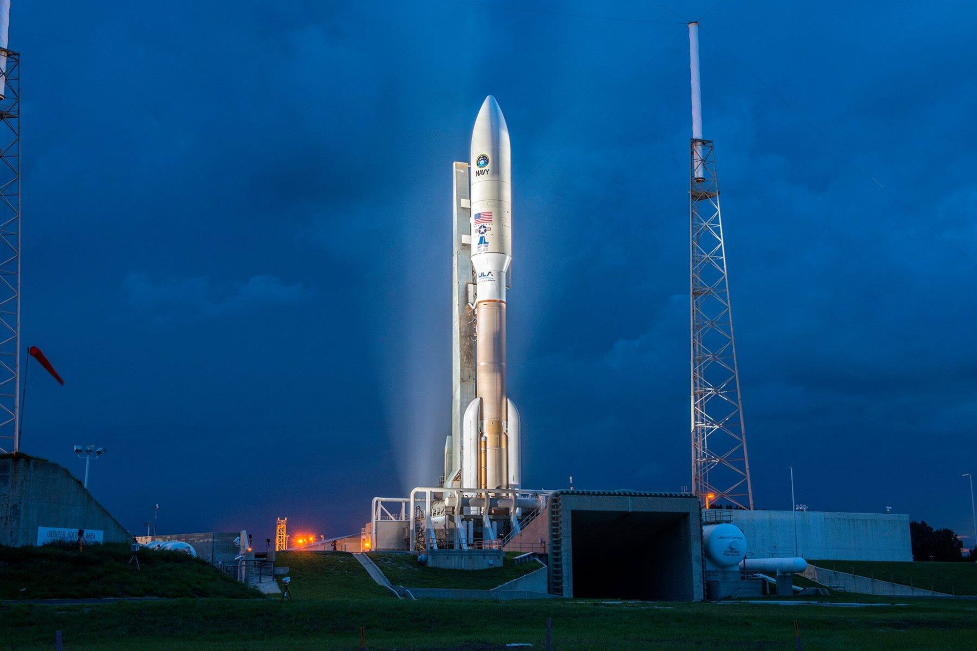 The 45th Space Wing helped successfully launch the fourth Mobile User Objective System satellite aboard a United Launch Alliance Atlas V rocket Sept. 2, 2015, from Cape Canaveral Air Force Station, Fla. The Navy-delivered MUOS is a next-generation narrowband tactical satellite communications system, built by Lockheed Martin and designed to significantly improve ground communications for U.S. forces on the move. (United Launch Alliance courtesy photo) 