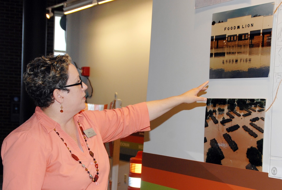 Lisa Lofton, program coordinator, Thronateeska Heritage Center in Albany, Georgia, talks about the 1994 flood that submerged Albany during the 20th remembrance of the disaster in July 2014. Thronateeska Heritage Center displayed the Flood of Memories exhibit for the public to tour and to commemorate the tragedy. According to historical records, the flood resulted from the predicted Tropical Storm Alberto, which turned into a tropical depression. 