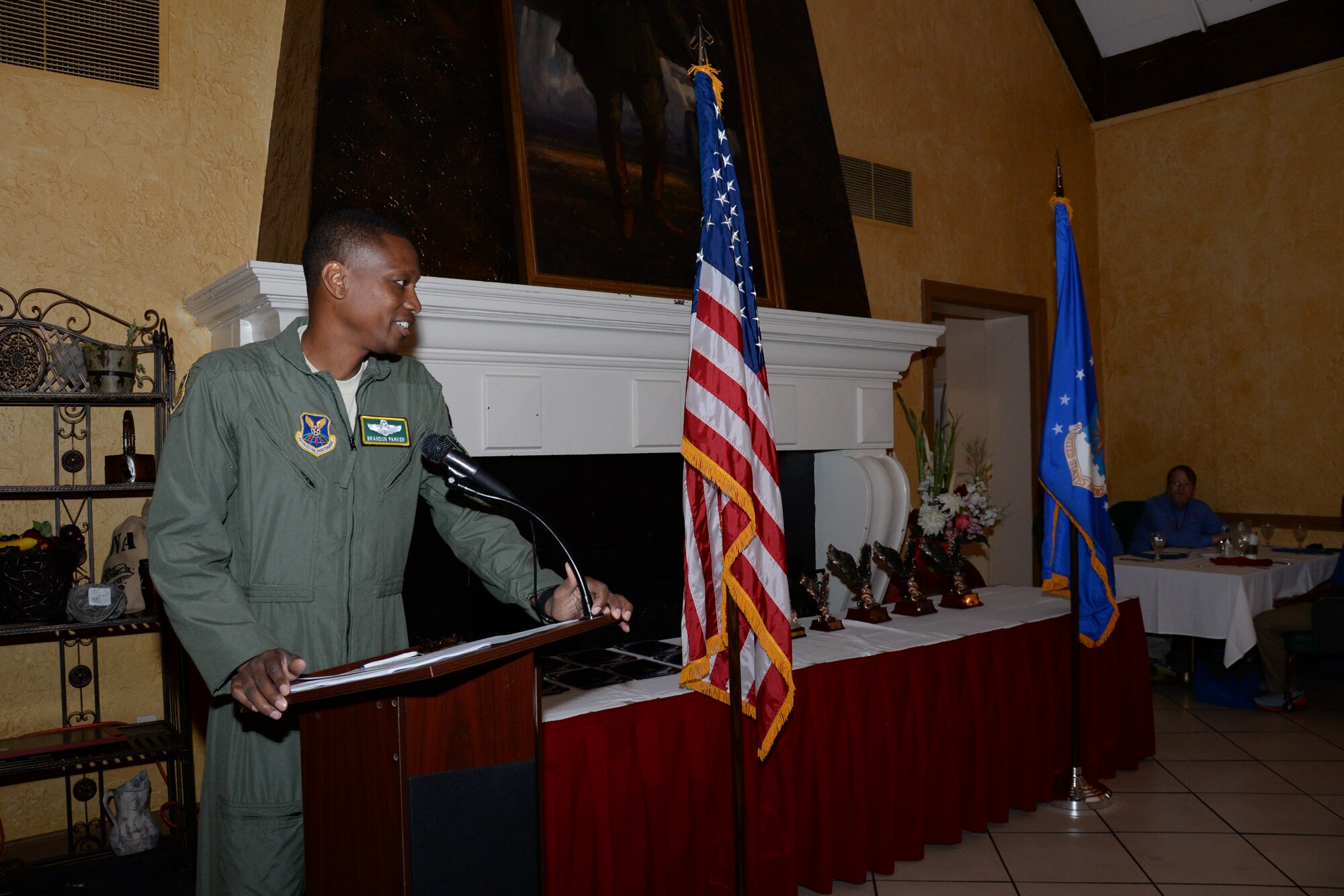 Col. Brandon Parker, 2nd Bomb Wing vice commander, speaks during the Combined Federal Campaign kick-off breakfast at Barksdale Air Force Base, La., Sept. 1, 2015. The CFC has adopted “You Can Change a Life” as the theme for 2015. Through the program, federal employees can donate to multiple charities at local, national and international levels. (U.S. Air Force photo/Senior Airman Amanda Morris) 