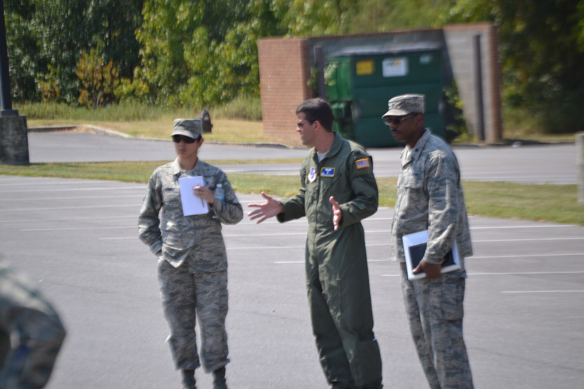 Emergency-readiness exercises are being held for first responders at the 79th Medical Wing on Joint Base Andrews in preparation for the upcoming air show on Sept. 19. Col. Thomas Cantilina, 779th Medical Group Commander and Lt. Col. Andrew Lattimore, 779th Medical Support Squadron Commander, were on hand to observe the exercise. Practicing for various emergency scenarios allows our first responders at the 79th Medical Wing and hospitals in the region the opportunity to train together for a myriad of contingencies. There is no expectation for an accident to occur during the 2015 Joint Base Andrews Air Show, but the exercise evaluated the response of base emergency personnel in the case of a mass casualty incident. (Photo by Major Derric Whiteside)