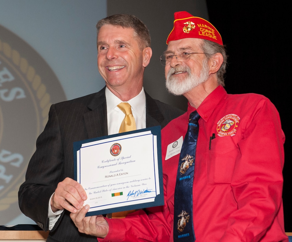 Marine Corps Base Quantico honors Vietnam Veterans at the 50th Anniversary Commemoration Ceremony in Little Hall, Marine Corps Base Quantico, Va., Aug. 29, 2015. (U.S. Marine Corps photo by Cpl. Diana Sims/Released)