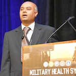 Srinivas Laxminarayan, a researcher with the Telemedicine and Advanced Technology  Research Center, presents a study on heat-related injuries at the 2015 Military Health System Research Symposium in Fort  Lauderdale, Fla., Aug. 17-20.