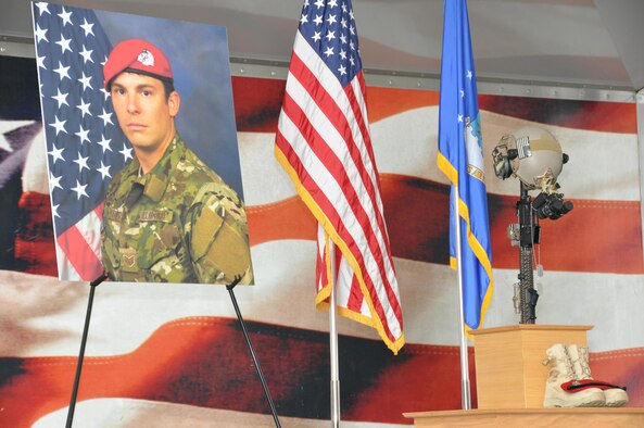The 21st Special Tactics Squadron honored a fallen comrade from their squadron, U.S. Air Force Staff Sgt. Forrest Sibley, in a private ceremony, Pope Army Airfield, N.C., Sept. 3. Sibley was a combat controller who had recently deployed to Afghanistan in support of OPERATION Freedom’s Sentinel when he and another Special Tactics Airmen were shot at a vehicle checkpoint at Camp Antonik, Afghanistan, Aug. 26, 2015. He and Capt. Matthew Roland, special tactics officer from 23rd Special Tactics Squadron, died of wounds sustained in the attack Aug. 27. (U.S. Air Force photo by Marvin Krause/Released).