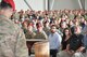 Family members and teammates from the 21st Special Tactics Squadron and throughout the special operations community listen as Maj. Stewart Parker, 21st STS commander, remembers Staff Sgt. Forrest Sibley in a memorial service at Pope Army Airfield, N.C. Sept. 3, 2015. Sibley, 31, was killed at a vehicle checkpoint near Camp Antonik, Afghanistan, Aug. 26, 2015. He was a combat controller at the 21st STS and deployed in support of Operation Freedom’s Sentinel. (U.S. Air Force photo by Lt. Col. James R. Wilson/Released)