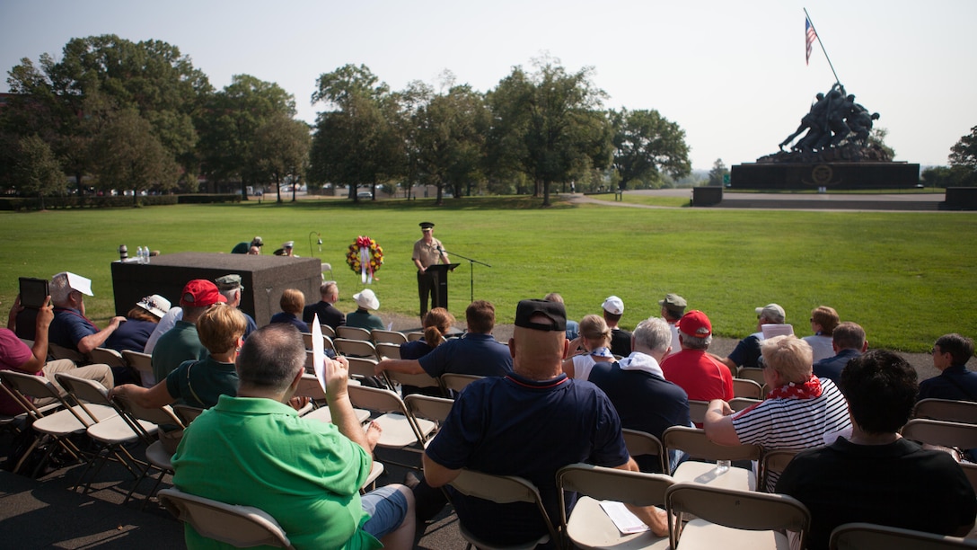 Rear Adm. Brent W. Scott, the Chaplain of the United States Marine Corps delivers remarks during the Remembrance Ceremony for Company “H”, 2nd Battalion, 26th Marines held at the Marine Corps War Memorial at Arlington, Va., Sept. 3. The ceremony celebrated the achievements of the unit and those Marines and sailors who gave their lives to accomplish their mission.