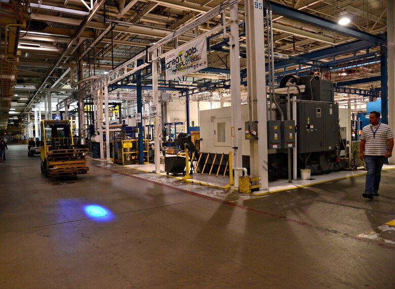 Blue light special Bright idea shines on forklift safety > Tinker Air