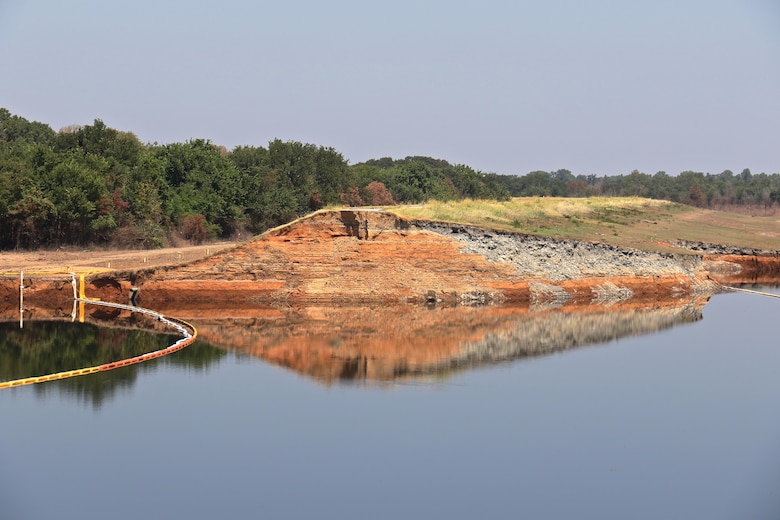 The Cumberland Levee was breached following flooding during Tropical Depression Bill. The Tulsa District U.S. Army Corps of Engineers anticipates the first phase of repair work will begin Oct. 1.