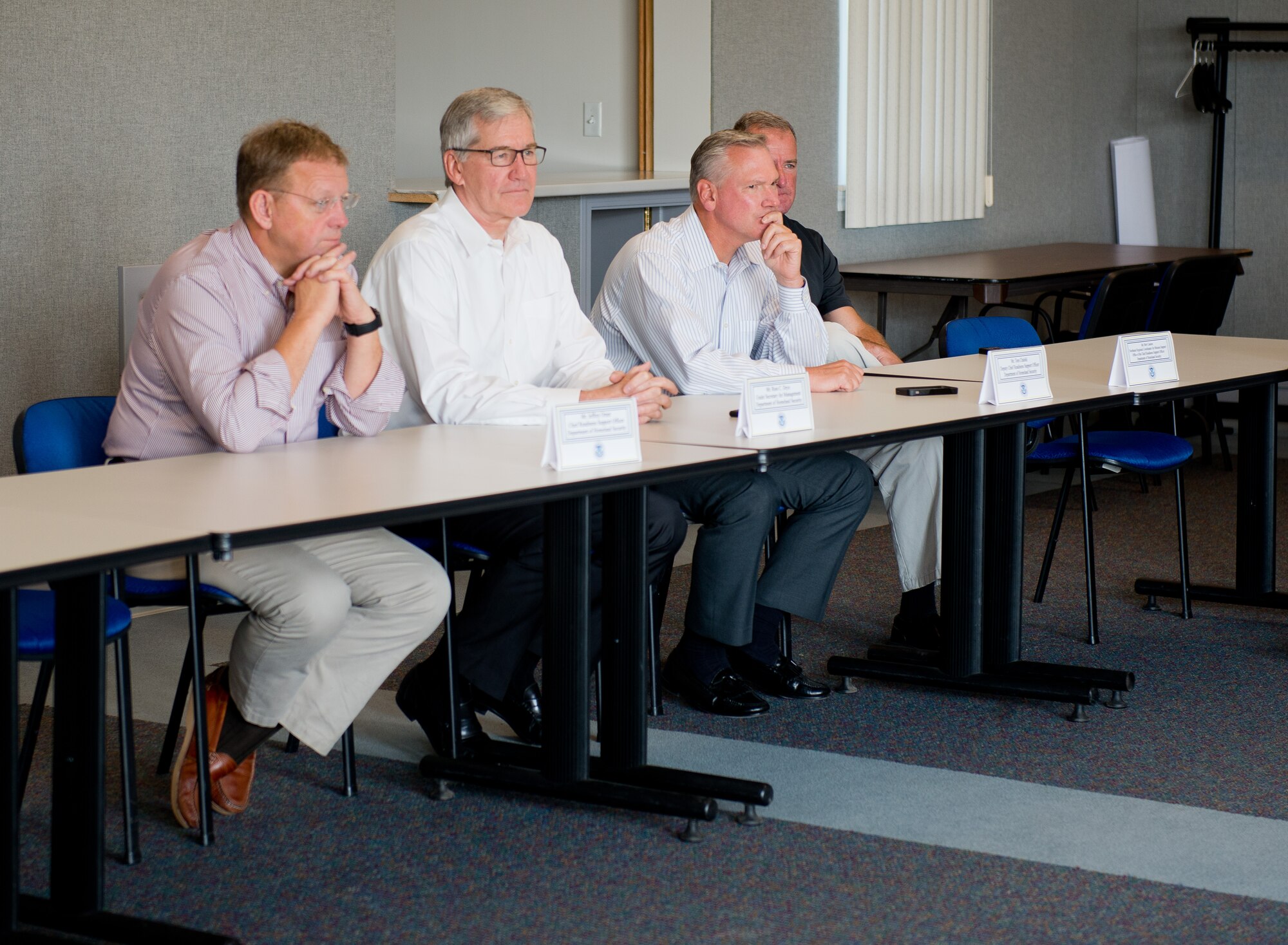 Russell C. Deyo, Under Secretary for Management at the U.S. Department of Homeland Security, second from left, visited Joint Base Cape Cod, September 3.
