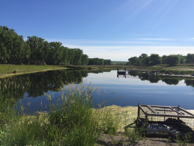 The trout pond near the Downstream Campground at Garrison Dam. The Trout Pond was renovated in 2014.