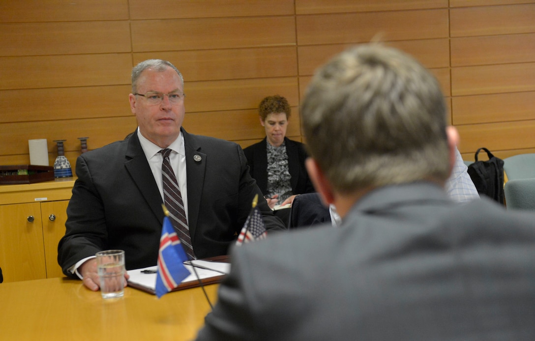Deputy Secretary of Defense Bob Work mets with senior defense officials in Reykjavik, Iceland, Sept. 6, 2015. DoD photo by Glenn Fawcett
