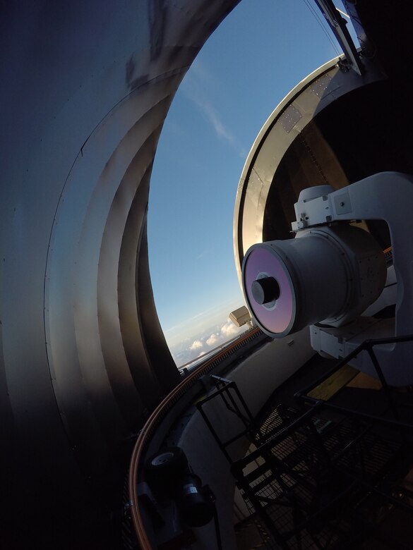 MAUI, Hawaii – One of the optical telescopes at Detachment 3, 21st Operations Group on the crater’s edge of Haleakala volcano on the island of Maui, Hawaii. Situated on its 10,023 foot summit the telescopes have little light pollution or atmospheric interference, allowing for a clearer view of deep space.