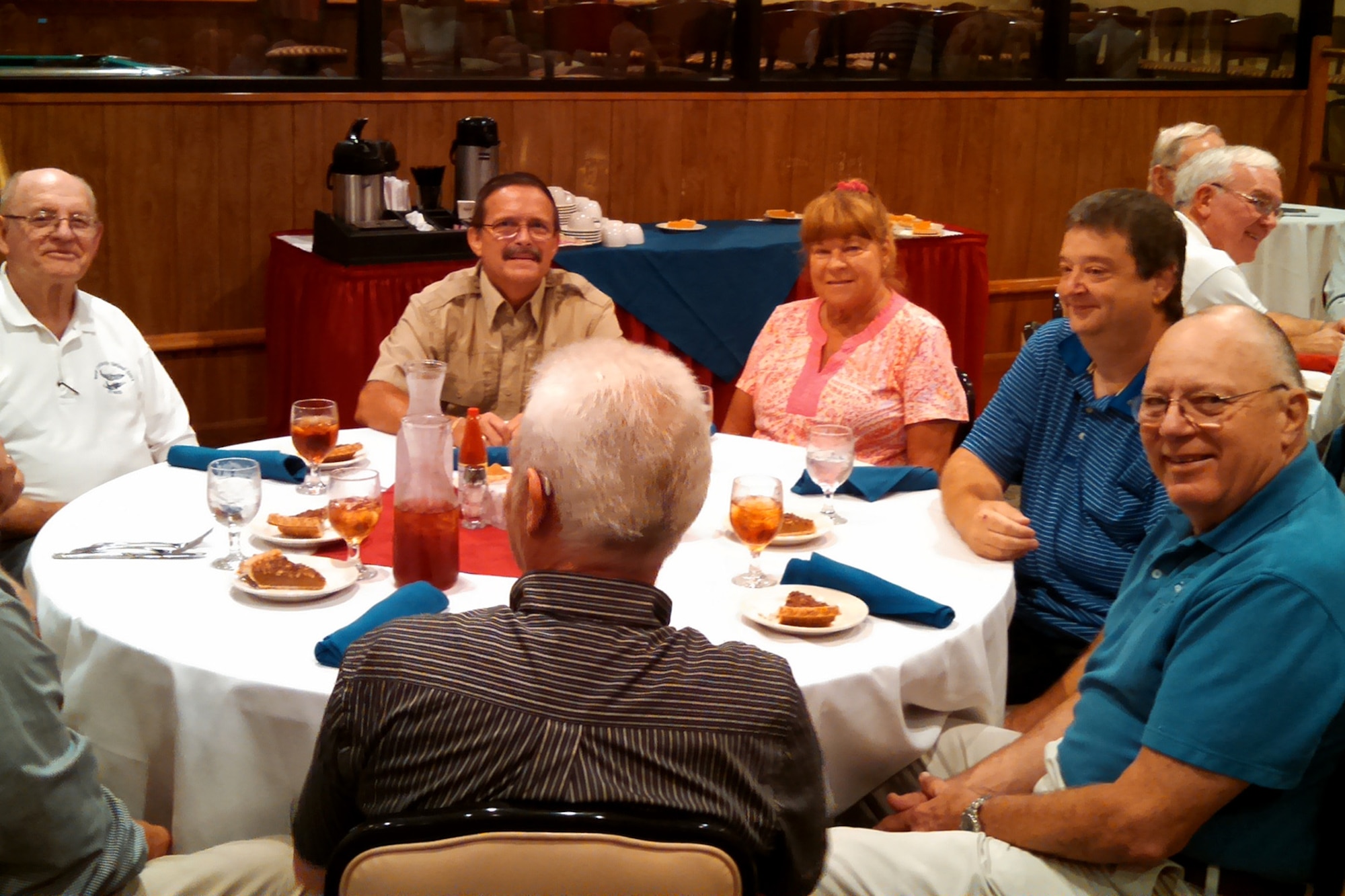 Retirees from the South Carolina Air National Guard, McEntire Joint National Guard Base, gather for their monthly Retiree's Luncheon at the Fort Jackson NCO club, Sept. 1, 2015.
(U.S. Air National Guard courtesy photo/RELEASED)