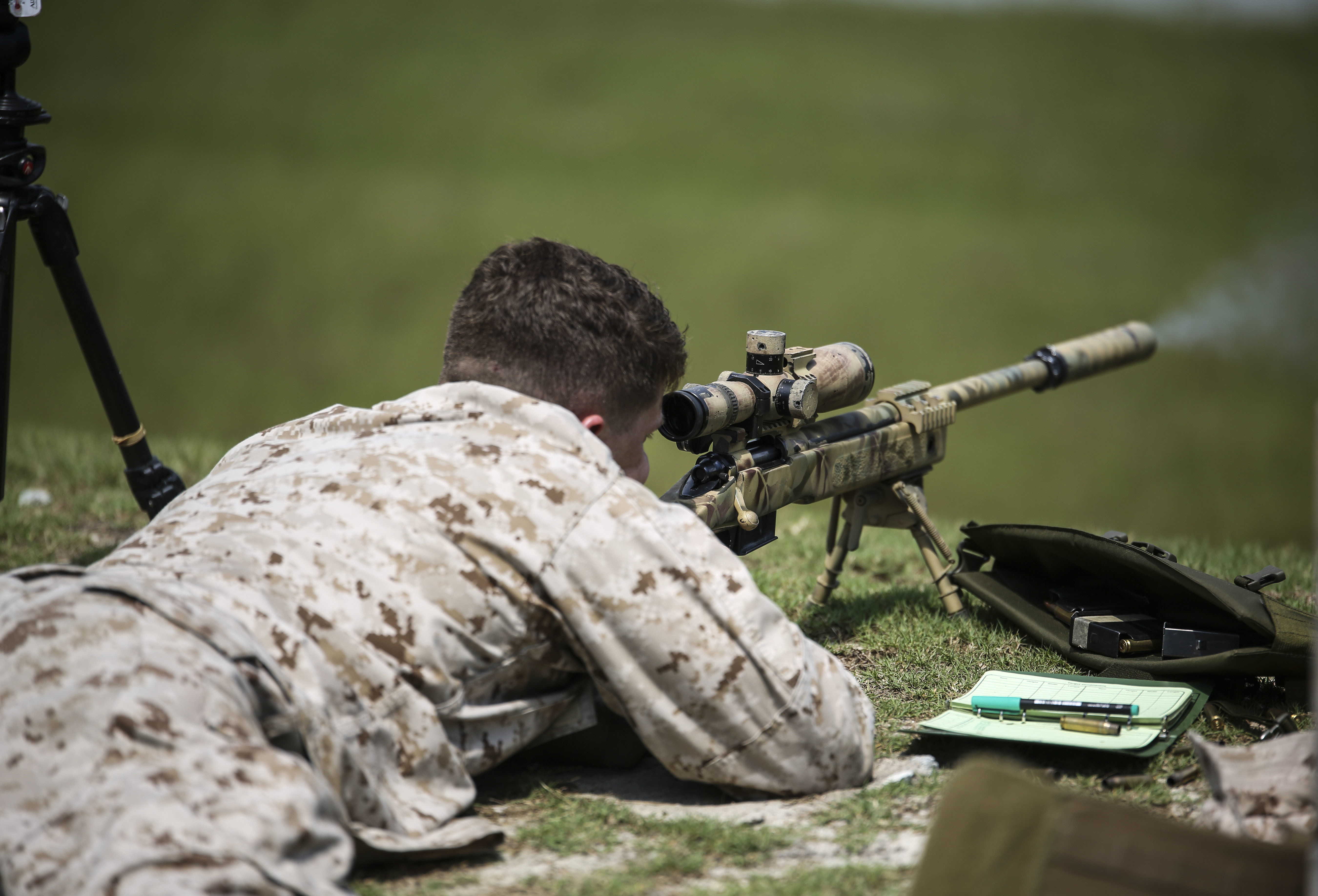 Through the scope 2nd Battalion, 6th Marines prepares weapons, Marines