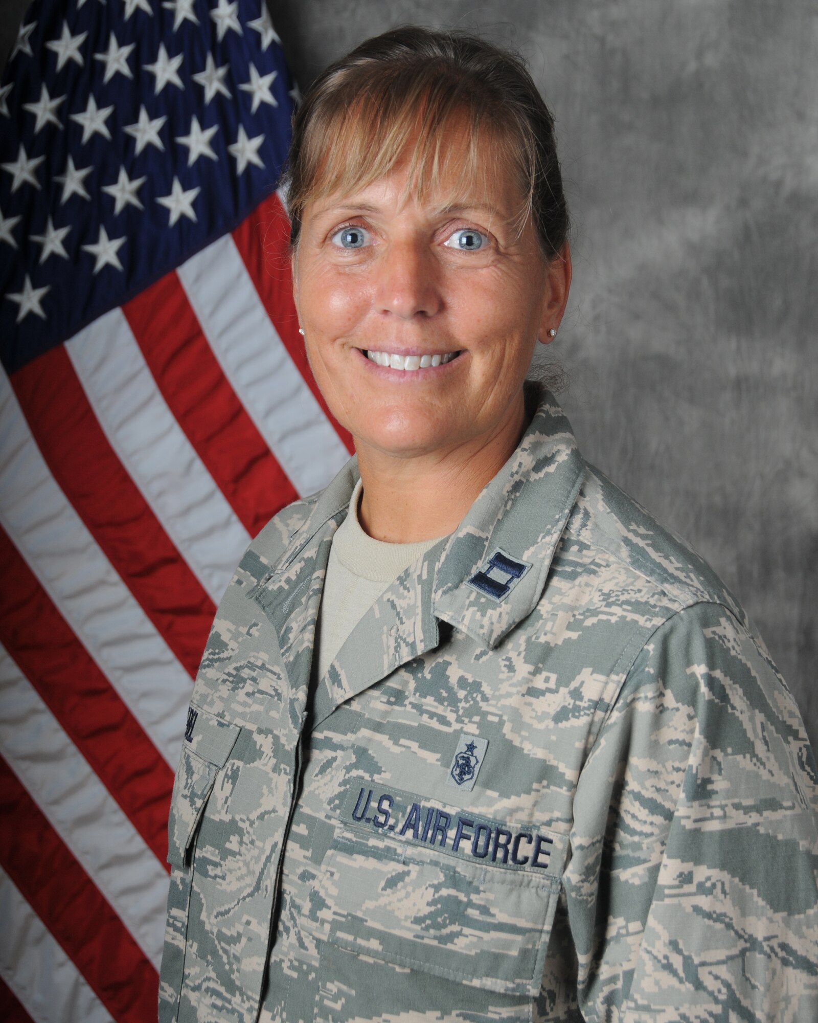 WRIGHT-PATTERON AIR FORCE BASE, Ohio – Capt. Kimberly Ebel, 445th Aeromedical Staging Squadron exercise planner and evaluation team chief, is the 445th Airlift Wing Company Grade Officer of the Quarter, third quarter. (U.S. Air Force photo/Senior Airman Devin Long)