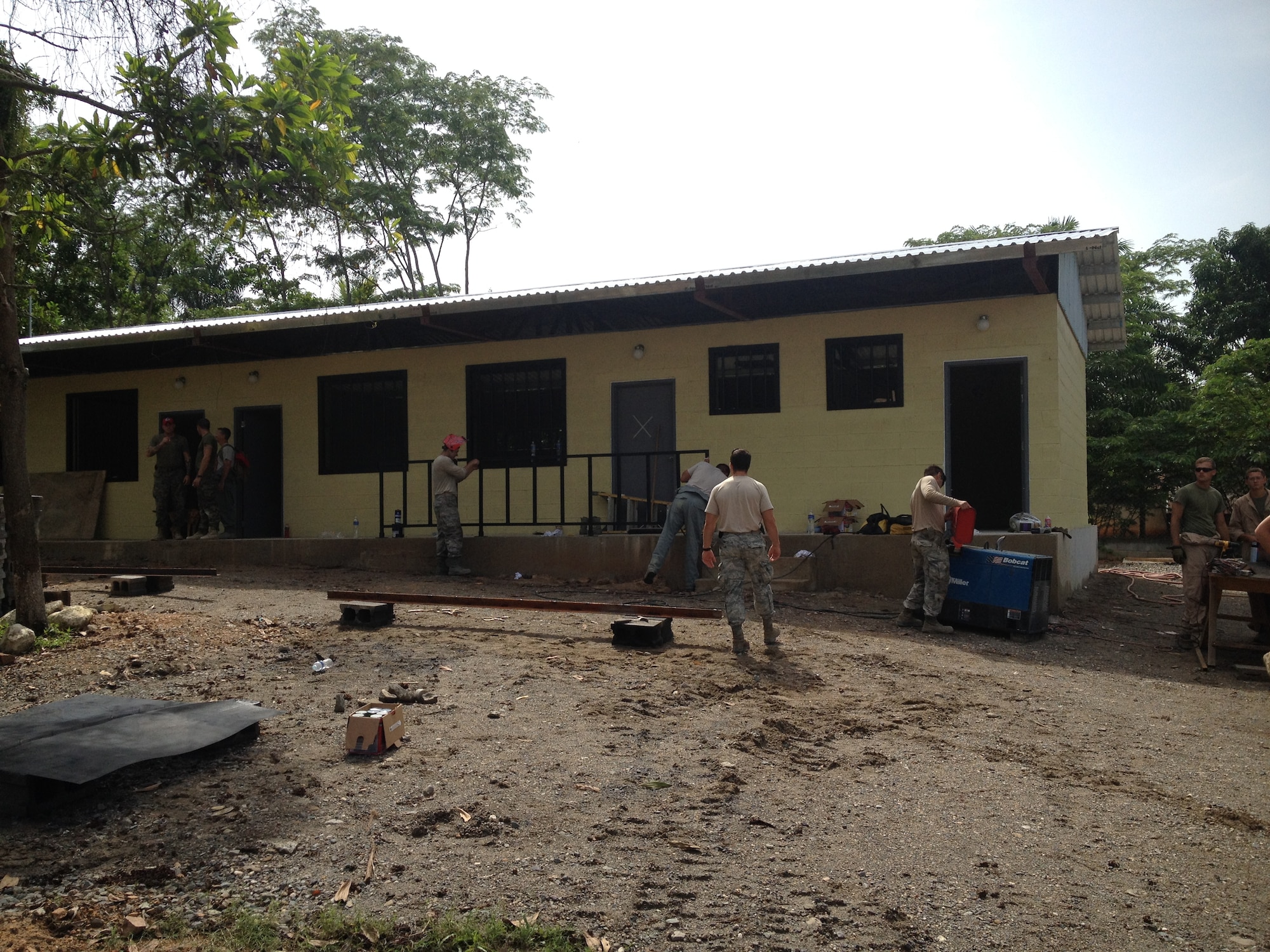 Marines and Airmen construct a schoolhouse for the local people of Honduras. The work that was done was part of the New Horizons humanitarian effort done annually in Central America, South America or the Caribbean. (Courtesy photo)