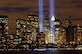 The Tribute in Light memorial is in remembrance of the events of Sept. 11, 2001, in honor of the citizens who lost their lives in the World Trade Center attacks. The two towers of light are composed of two banks of high wattage spotlights that point straight up from a lot next to Ground Zero. The Tribute in Light memorial was first held in March 2002. This photo was taken from Liberty State Park, New Jersey on Sept. 11, 2006, the five year anniversary of 9/11. (U.S. Air Force photo by Denise Gould)