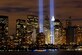 The "Tribute in Light" memorial is in remembrance of the events of Sept. 11, 2001, in honor of the citizens who lost their lives in the World Trade Center attacks. The memorial was first held in March 2002. This photo was taken from Liberty State Park, N.J., on Sept. 11, 2006, the five year anniversary of 9/11. (U.S. Air Force photo/Denise Gould)