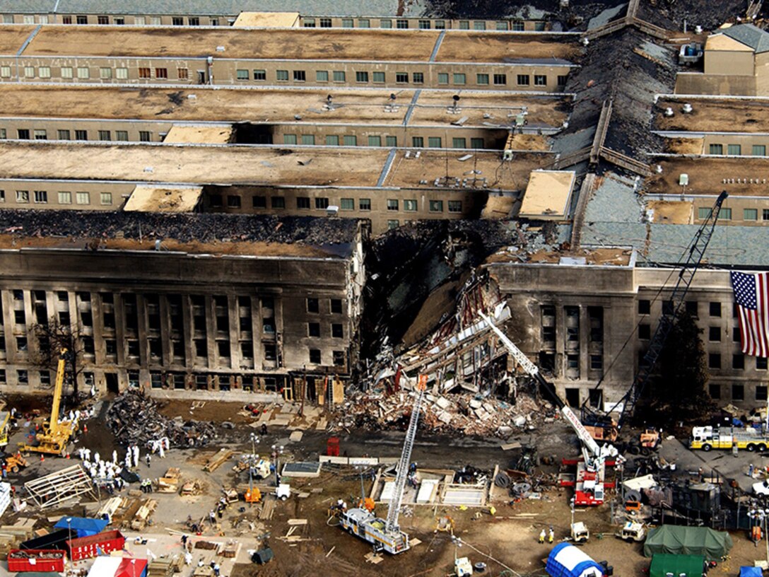 During the attacks on 9/11, the Pentagon was damaged by fire and partly ...