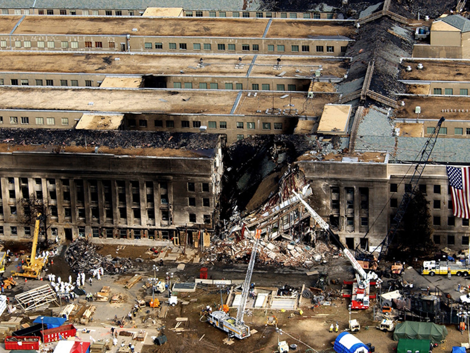 During the attacks on 9/11, the Pentagon was damaged by fire and partly collapsed. (U.S. Air Force photo/Tech. Sgt. Cedric H. Rudisill)