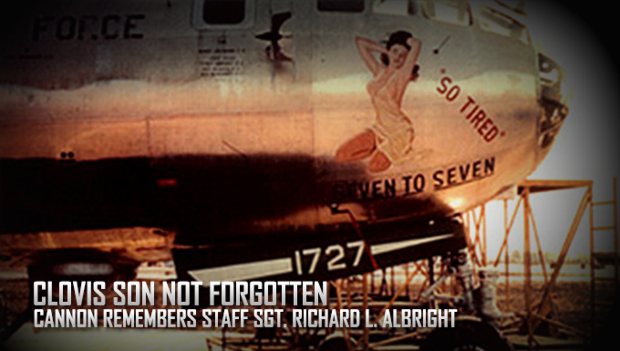 Air Commandos at Cannon Air Force Base, N.M. will observe National Prisoner of War/Missing in Action Recognition Day Sept. 18, 2015 to honor the memory of the 83,115 Americans who are still listed as missing from past conflicts. Among the names read will be Clovis, N.M.-native U.S. Air Force Staff Sgt. Richard Louis Albright. Albright served as a crew member on a RB-29A reconnaissance Superfortress with the 91st Strategic Reconnaissance Squadron, 5th Air Force, Yakota Air base, Japan. (U.S. Air Force graphic/Staff Sgt. Matthew Plew)