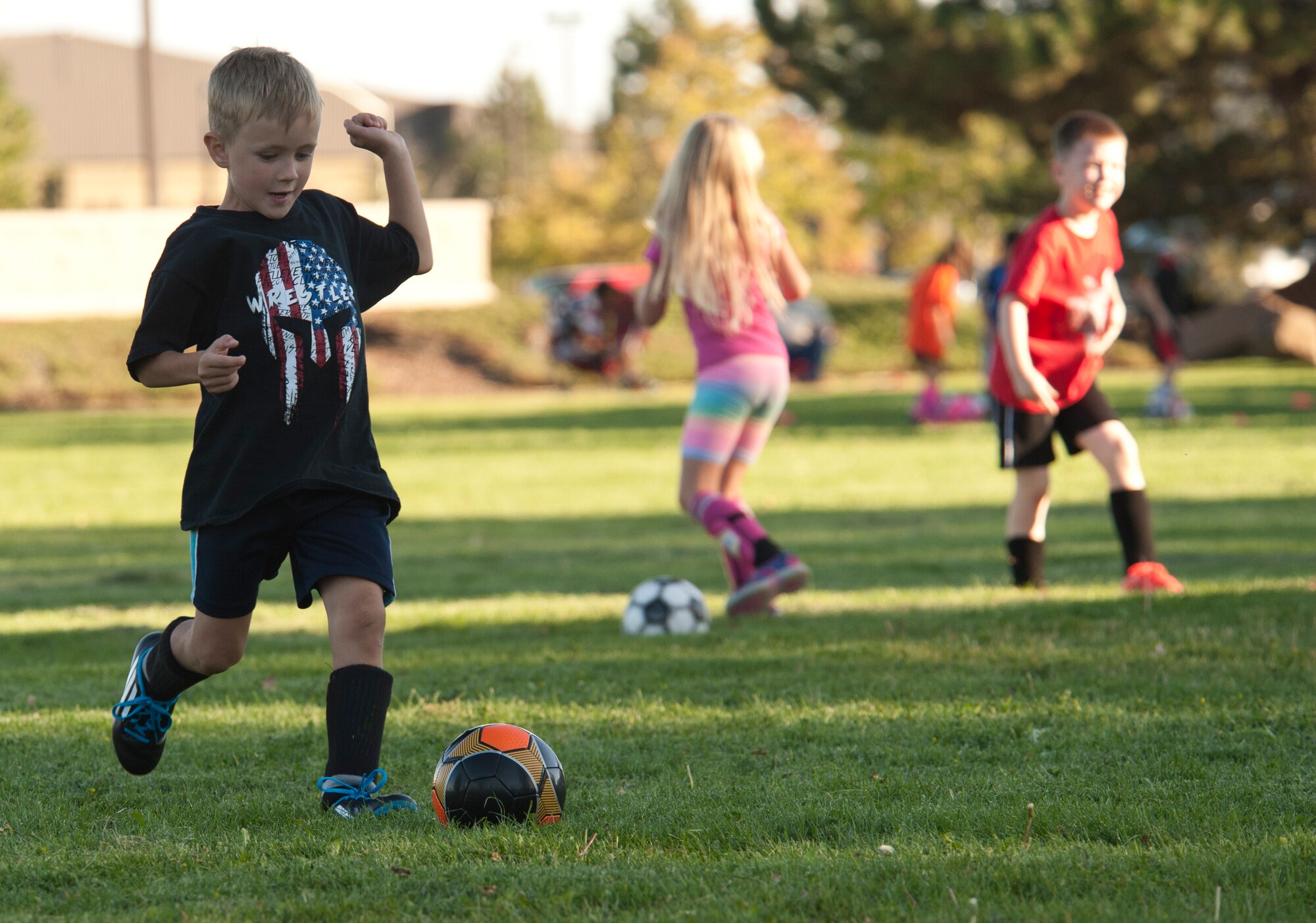 One of the youth activities offered on base is soccer for children of all ages. Two ways people can keep childhood obesity numbers from increasing are being active and being aware of the foods put into their bodies. (U.S. Air Force photo/Airman Sean Campbell)