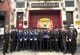 Members of the United States Air Force Honor Guard pose for a photo with New York City Fire Department Squad Company 1 on Sept.11, 2015 in New York City, N.Y.  The Honor Guard presented the squad with an American flag to honor them as first responders on 9/11. (U.S. Air Force courtesy photo/Airman 1st Class Latasia Gross)