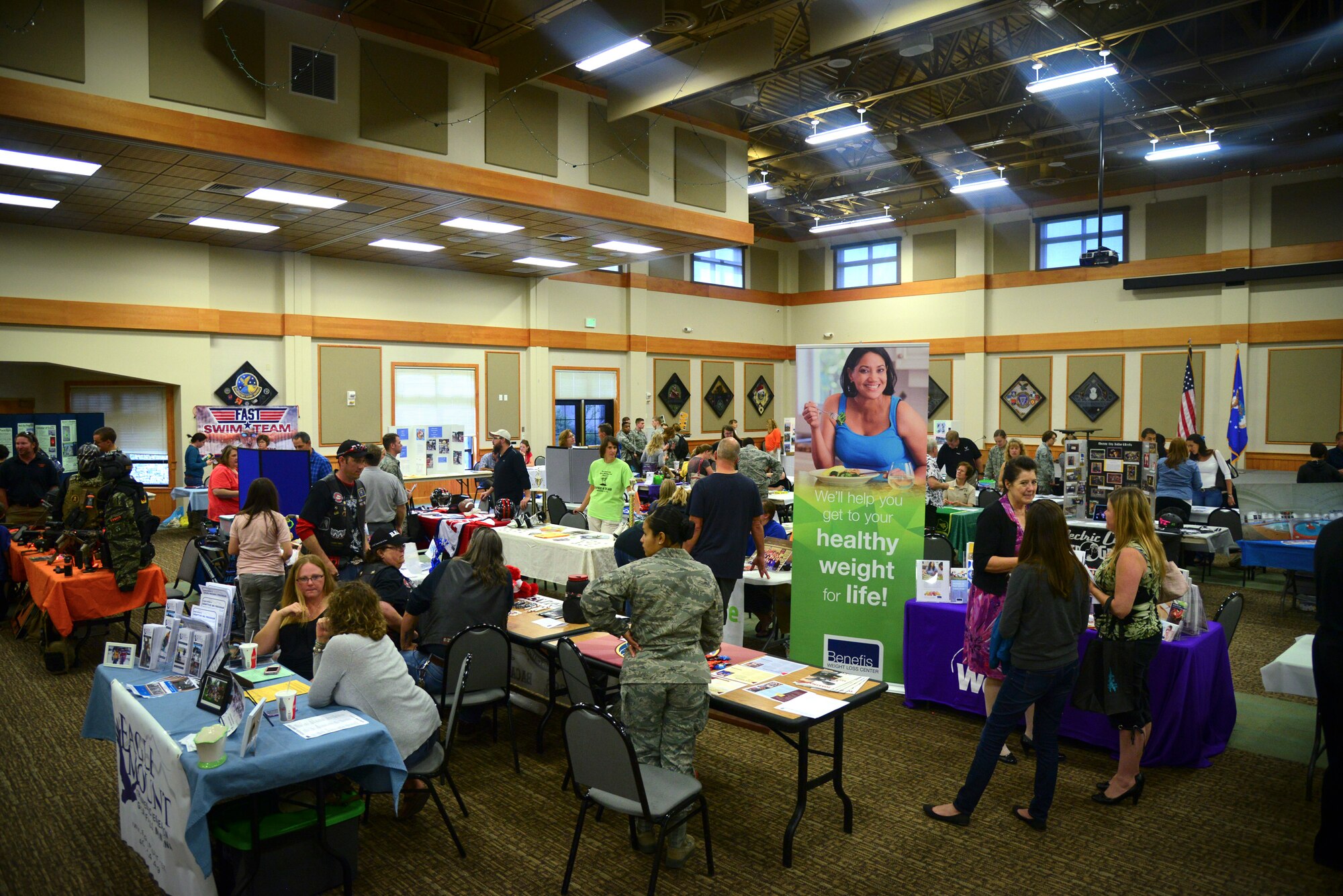 The 2nd Annual Community Fair was held at Malmstrom Air Force Base, Mont., Sept. 9, 2015, at the Grizzly Bend. The Community Fair showcases an array of local businesses and organizations around the Great Falls area and Montana for Airmen to participate in. (U.S. Air Force photo/Airman Daniel Brosam)
