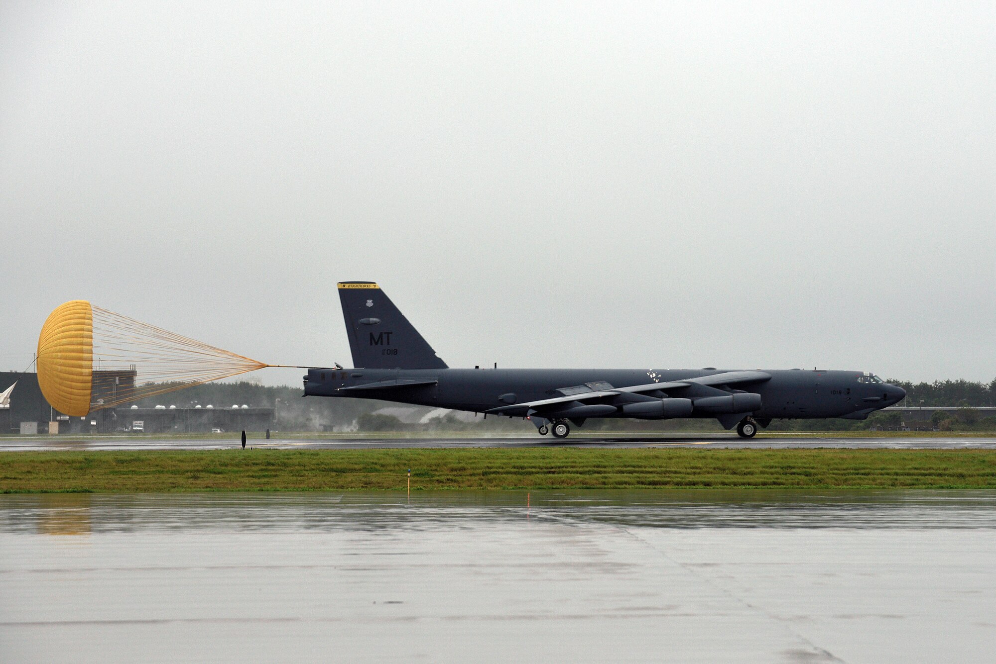 A B-52H Stratofortress assigned to the 69th Bomb Squadron at Minot Air Force Base, North Dakota, arrives at Misawa Air Base, Japan, Sept. 11, 2015. Nicknamed the BUFF, the B-52 is slated to be one of the biggest aircraft attractions for the 2015 Misawa Air Festival. (U.S. Air Force photo by Senior Airman Jose L. Hernandez-Domitilo/Released)