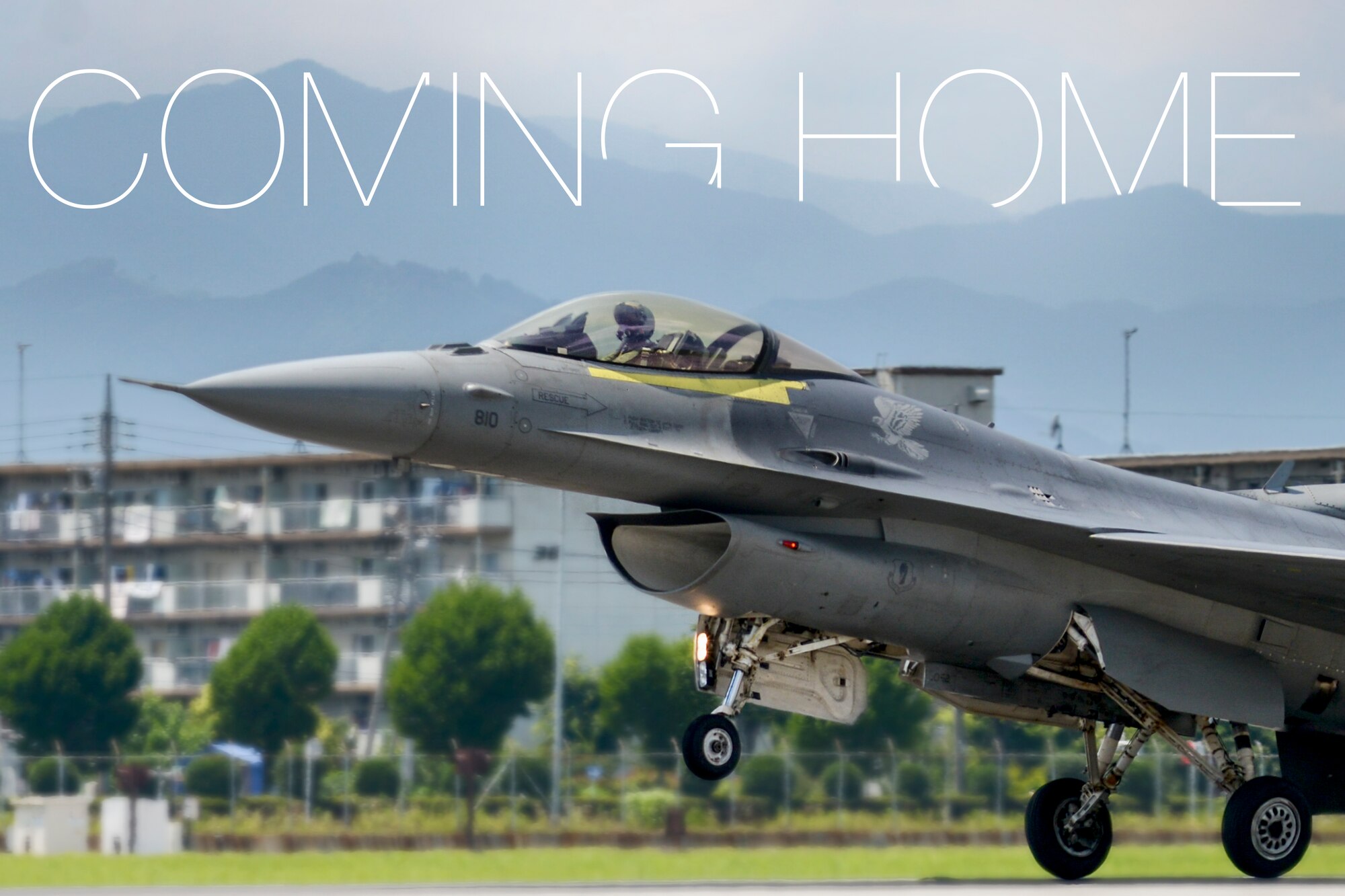 An F-16 Fighting Falcon from Misawa Air Base, Japan, touches down during an aircraft arresting system test certification at Yokota Air Base, Japan, June 24, 2015.  Nineteen years ago, Lt. Col. Kevin Lord, 35th Fighter Wing inspector general, took off from Yokota's runway in a Cessna-152 with aspirations to be a pilot in the United Sates Air Force. Now, in 2015, he is a lieutenant colonel and F-16 pilot. (U.S. Air Force graphic by Senior Airman David Owsianka/Released)