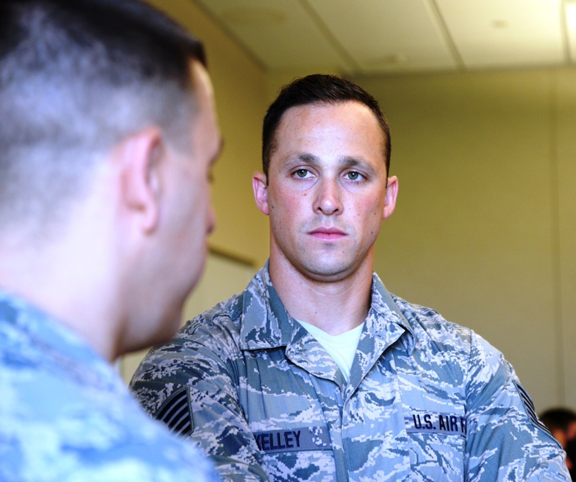 Tech. Sgt. Christipher R. Kelley, 175th Aircraft Maintenance Squadron, is the Maryland Air National Guard September Airman Spotlight. Here he performs duties as the current State Drug Demand Reduction Program Manager June 7 at Warfield Air National Guard Base, Baltimore. (U.S. Air National Guard photo by Airman 1st Class Enjoli Saunders)
