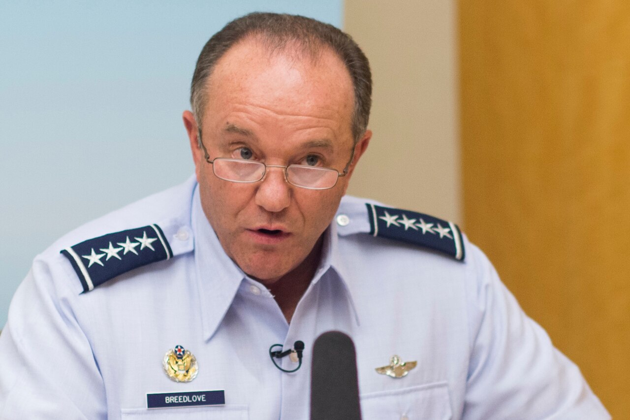 Gen. Philip M. Breedlove, commander of U.S. European Command and supreme allied commander, Europe, speaks to reporters in Istanbul after the NATO Military Committee Conference, Sept. 12, 2015. DoD photo by D. Myles Cullen.