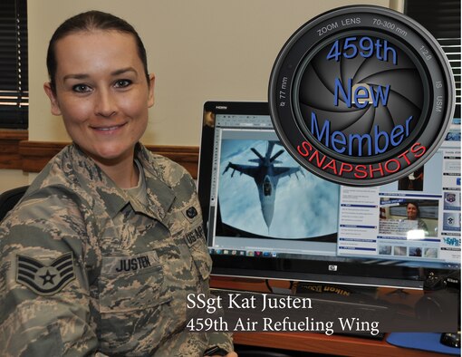Staff Sgt. Kat Justen, public affairs specialist, 459th Air Refueling Wing, poses for a photo at Joint Base Andrews, Maryland, Sept. 13, 2015. Justen is the 459th Air Refueling Wing's New Member Snapshot for the month of September. (U.S. Air Force Photo by Tech. Sgt. Brent A. Skeen) 