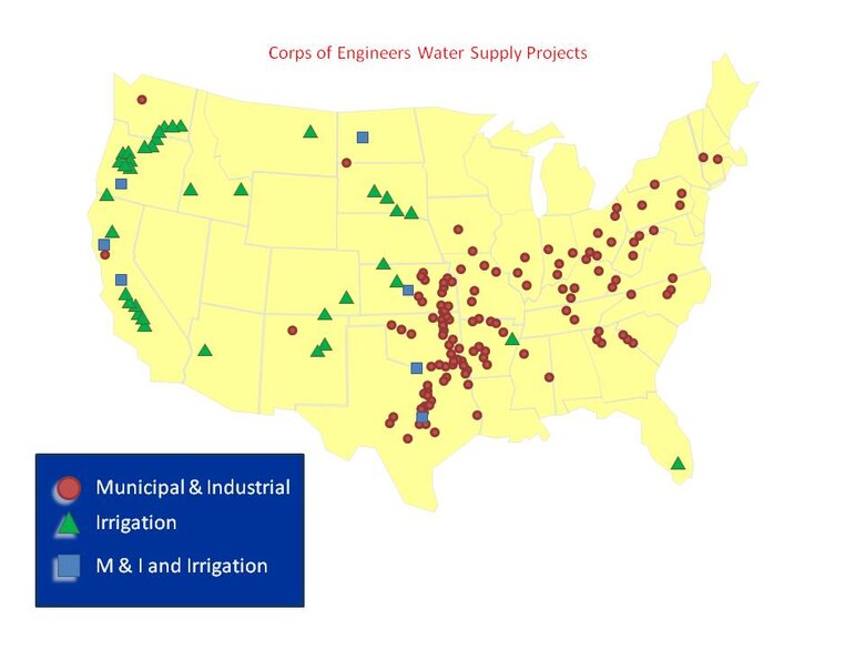 USACE Water Supply Projects map