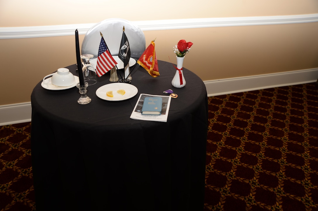 A table is set to honor captured and missing victims during Marine Corps Logistics Base Albany’s POW-MIA Prayer Breakfast. The event was held at the Town and Country Restaurant’s Grand Ballroom, recently.