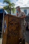 U.S. Navy Capt. Thomas B. Webber, 1st Marine Division Chaplain, delivers the invocation during the 1st Marine Division change of command ceremony at Marine Corps Base Camp Pendleton, Calif., Sept. 10, 2015. The ceremony signifies the transfer of responsibility and authority of 1st Marine Division between Commanding Generals. (U.S. Marine Corps photo by Sgt. Luis A. Vega, 1st Marine Division Combat Camera/Released)