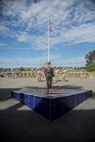 U.S. Marine Corps Brig. Gen. Daniel D. Yoo, 1st Marine Division Commanding General, takes his place during a change of command ceremony on Marine Corps Base Camp Pendleton, Calif., Sept. 10, 2015. Yoo assumed command as the 80th Commanding General of 1st Marine Division on July 30, 2015. (U.S. Marine Corps photo by Sgt. Luis A. Vega, 1st Marine Division Combat Camera/Released)