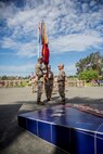 U.S. Marine Corps Brig. Gen. Daniel D. Yoo,  1st Marine Division Commanding General, relinquishes command to Maj. Gen. Daniel J. O’Donohue during a change of command ceremony on Marine Corps Base Camp Pendleton, Calif., Sept. 10, 2015. The ceremony signifies the transfer of responsibility and authority of 1st Marine Division between Commanding Generals. (U.S. Marine Corps photo by Sgt. Luis A. Vega, 1st Marine Division Combat Camera/Released)