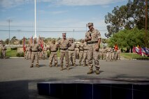 U.S. Marine Corps Maj. Gen. Daniel J. O’Donohue, 1st Marine Division Commanding General, addresses Marines and Sailors during a change of command ceremony at Marine Corps Base Camp Pendleton, Calif., Sept. 10, 2015. O’Donohue assumed command as the 81st Commanding General of 1st Marine Division. (U.S. Marine Corps photo by Sgt. Luis A. Vega, 1st Marine Division Combat Camera/Released)