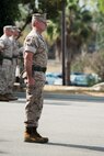 U.S. Marine Corps Col. Christopher S. Dowling, 1st Marine Division Chief of Staff, stands during a change of command ceremony at Marine Corps Base Camp Pendleton, Calif., Sept. 10, 2015. The ceremony signifies the transfer of responsibility and authority of 1st Marine Division between Commanding Generals. (U.S. Marine Corps photo by Sgt. Luis A. Vega, 1st Marine Division Combat Camera/Released)