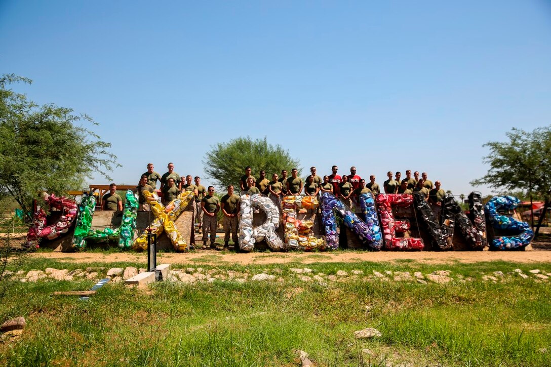 Marines with Special Purpose Marine Air Ground Task Force - Phoenix partnered with the Keep Phoenix Beautiful organization during Marine Week Phoenix to host a beatification project at Steele Indian School Park, Sept. 11, 2015. The project included constructing a washhouse, building berms, removing graffiti panels and creating irrigation for vegetable fields. Marine Week is an opportunity to connect with the people of Phoenix and surrounding communities, and thank them for their continued support.