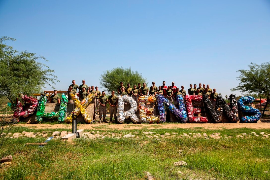 Marines with Special Purpose Marine Air Ground Task Force - Phoenix partnered with the Keep Phoenix Beautiful organization during Marine Week Phoenix to host a beatification project at Steele Indian School Park, Sept. 11, 2015. The project included constructing a washhouse, building berms, removing graffiti panels and creating irrigation for vegetable fields. Marine Week is an opportunity to connect with the people of Phoenix and surrounding communities, and thank them for their continued support.