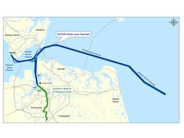 Norfolk Harbor and Channel-Elizabeth River Southern Branch Dredging Map