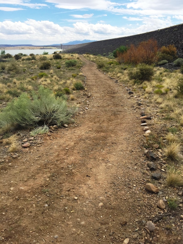 COCHITI LAKE, N.M. – The trail that volunteers from West Mesa High School’s JROTC built, Sept. 5, 2015.  It connects the Visitors Center with the swim beach.


