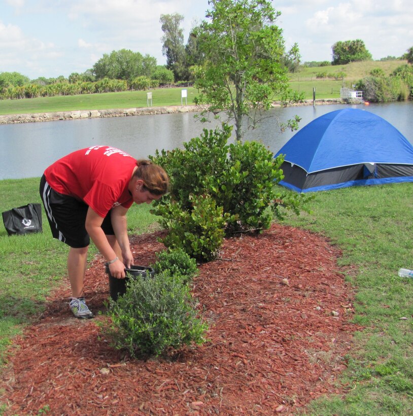 Volunteer plants shrubs at W.P. Franklin Lock Recreation Area