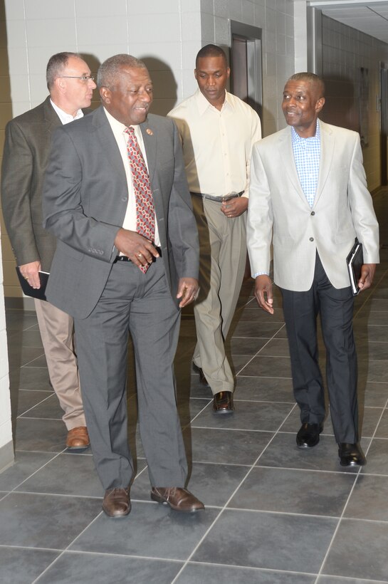 Col. James C. Carroll III, commanding officer, Marine Corps Logistics Base Albany, and members of his leadership team recently toured Albany Technical College.  Dr. Anthony Parker, president, ATC, led a detailed tour through the various career opportunities offered that could benefit members of the community as well as Marines and Civilian-Marines aboard the base.  Accompanying the CO on the tour was Kent Morrison, executive director, and Lt. Col. Nathaniel Robinson, executive officer.  “The visit to ATC was truly inspiring,” Carroll said. “Without question, ATC represents a treasure chest of educational opportunities for students living in Southwest Georgia. Dr. Parker's vision for the college will position students of all ages to reach greater heights for years to come.”  