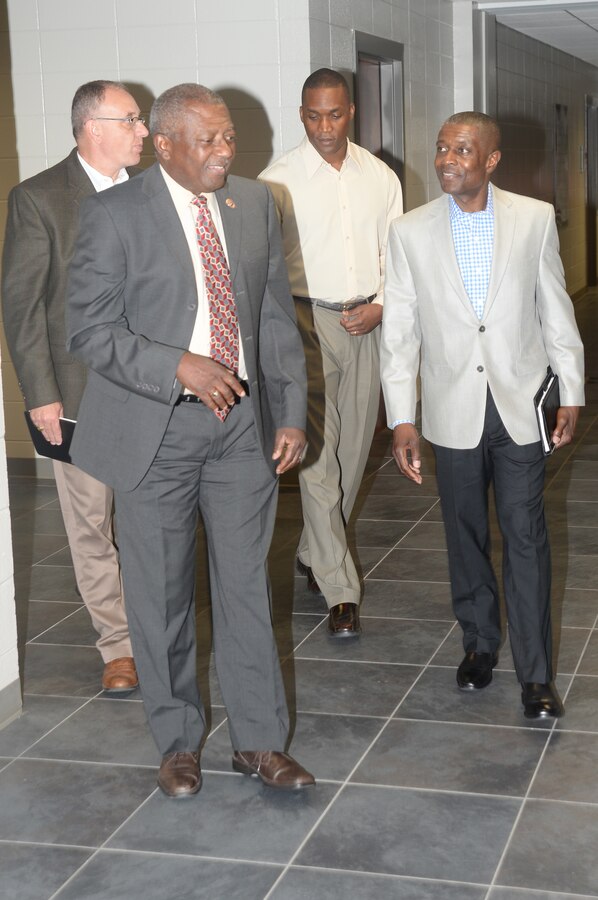 Col. James C. Carroll III, commanding officer, Marine Corps Logistics Base Albany, and members of his leadership team recently toured Albany Technical College.  Dr. Anthony Parker, president, ATC, led a detailed tour through the various career opportunities offered that could benefit members of the community as well as Marines and Civilian-Marines aboard the base.  Accompanying the CO on the tour was Kent Morrison, executive director, and Lt. Col. Nathaniel Robinson, executive officer.  “The visit to ATC was truly inspiring,” Carroll said. “Without question, ATC represents a treasure chest of educational opportunities for students living in Southwest Georgia. Dr. Parker's vision for the college will position students of all ages to reach greater heights for years to come.”  