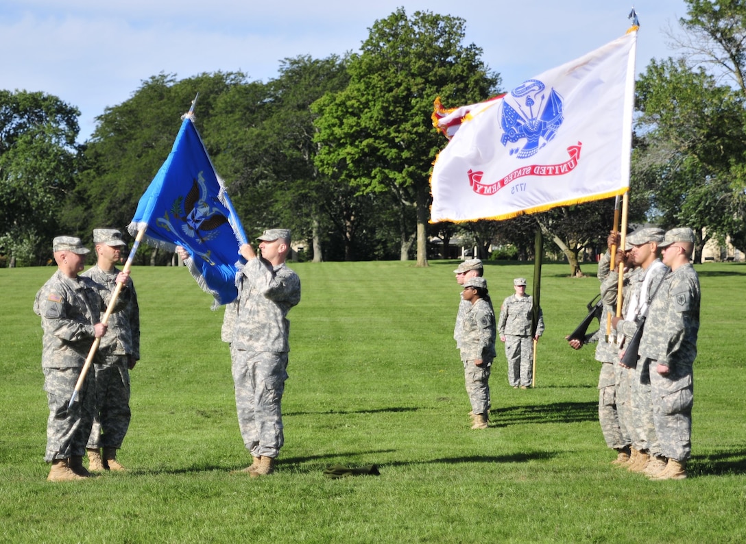The 337th Military Intelligence Battalion activation ceremony is 12 Sept. 2015 on the historic post parade field located within the town of Fort Sheridan, Ill.  Command Sgt. Maj. Culp (center) organized and led the day's ceremony.  U.S. Army photo by MIRC Public Affairs Office, released.
