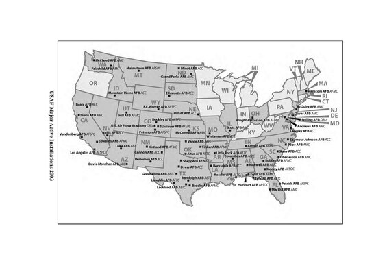 USAF Major Active Installations in 2003
