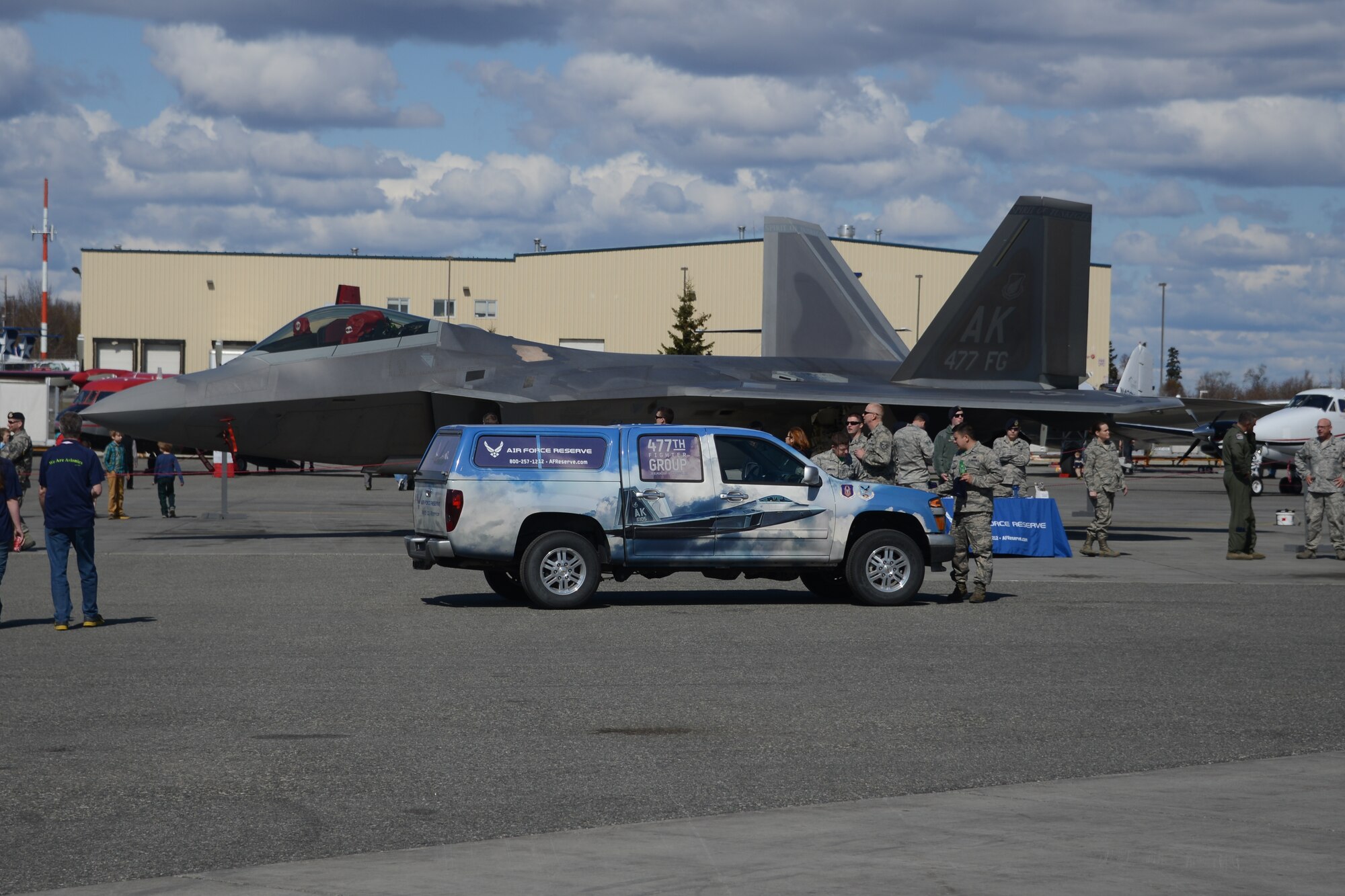 The 477th FG is the only Air Force Reserve unit in Alaska. As a Classic
Associate, the unit is responsible for recruiting, training, developing and
retaining Citizen Airmen to support the 3rd Wing and Expeditionary Air Force
mission requirements. The 477th FG is dependent on Reservists, Air Reserve
Technicians and civilians working side-by-side with the active duty's 3rd
Wing to operate, maintain and support the F-22 Raptors that are assigned
here. (U.S. Air Force photo/Tech. Sgt. Dana Rosso)
