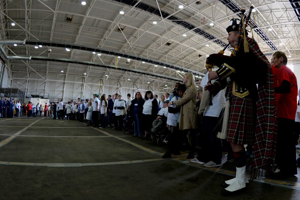 Athletes and volunteers participate in the opening ceremony of Joan Mann Special Sports Day Sept. 12, 2015, on RAF Mildenhall, England. The event was established 34 years ago when Joan Mann, a Ministry of Defence employee on RAF Mildenhall, wanted to find a way to bring local community and military members together to work with special-needs citizens. (U.S. Air Force photo by Senior Airman Victoria H. Taylor/Released)